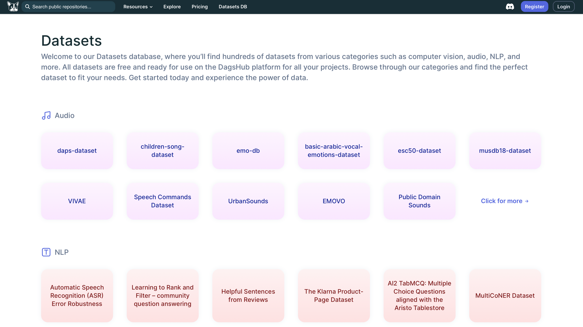 来自AWS Data Registry的400个数据集在DagsHub上可用